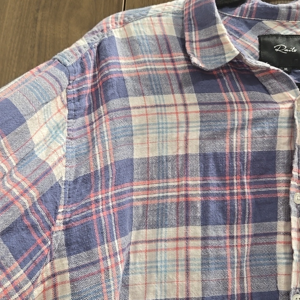 Rails-Wyatt in 'Ocean Tangerine' 100% Cotton Long Sleeve Button Down-Size XL - Picture 6 of 17